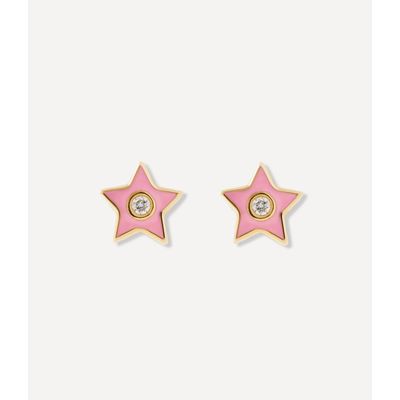 Brinco stud stars rosa de ouro com diamante7_1